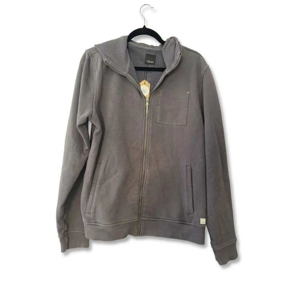 Vuori Men's Seaside Washed Full-Zip Hoodie – Charcoal Grey / Washed Slate